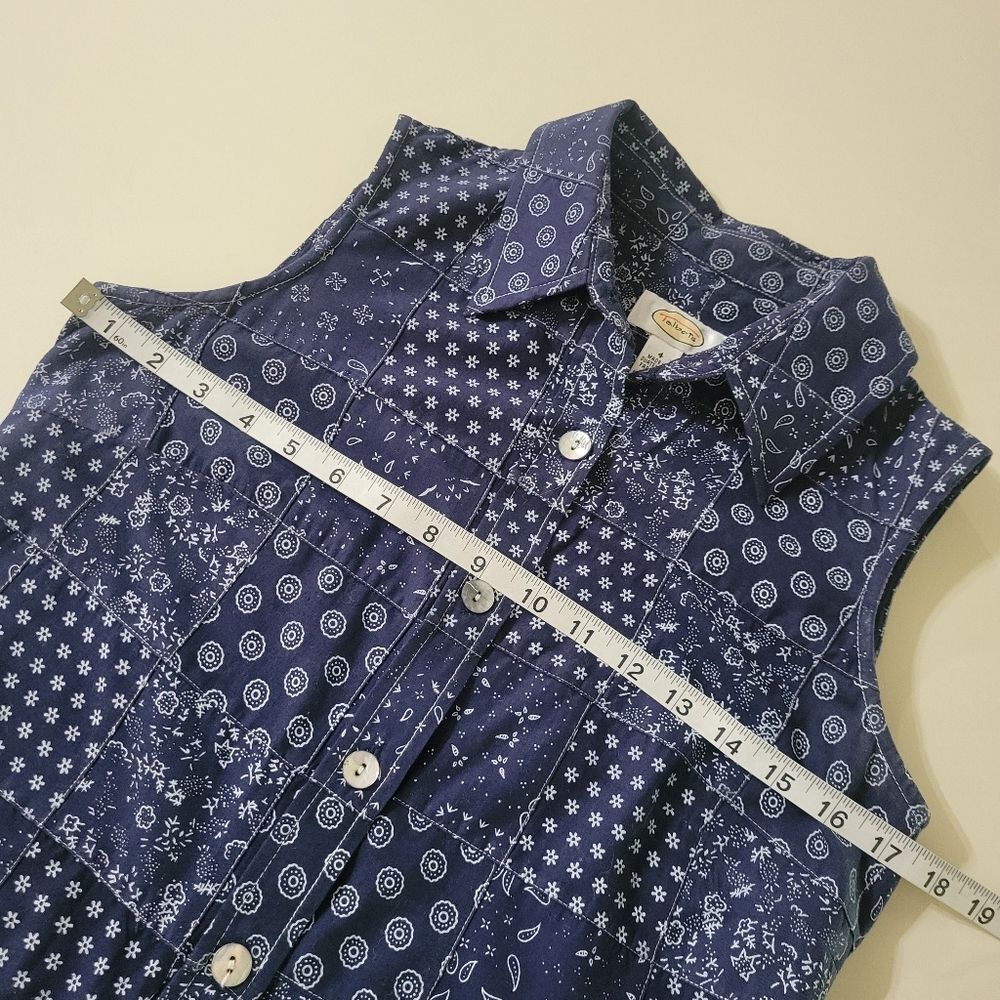 Talbots Denim Patchwork Sleeveless Button-Down Sh… - image 4
